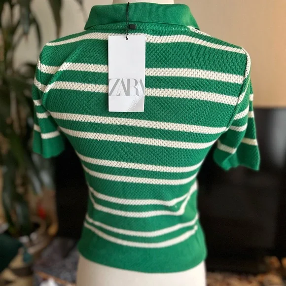 Zara open knit preppy polo SZ XS NWT - Picture 2 of 7
